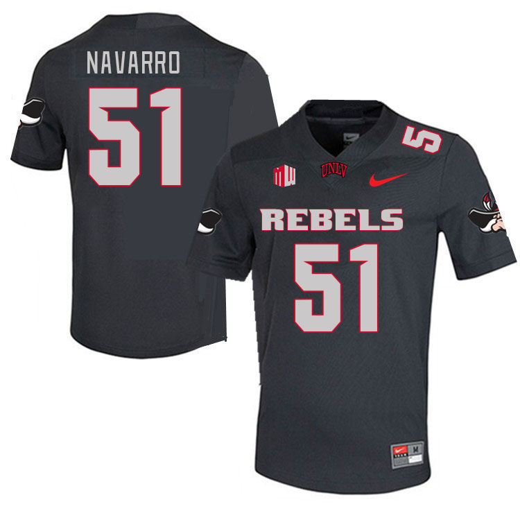 Men-Youth #51 Bobby Navarro UNLV Rebels 2023 College Football Jerseys Stitched-Charcoal